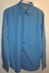 Mens Blue Express button front dress shirt Size M 15-15 1/2