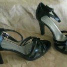 Women's Worthington black leather open toe heels pumps size 7