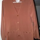 Womens Maggie Sweet Brown Button Front Blouse Jacket Size S NWT