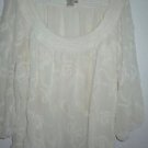 Studio M womens ivory 3/4 sleeve sheer lace blouse top size XL