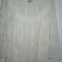 Studio M womens ivory 3/4 sleeve sheer lace blouse top size XL