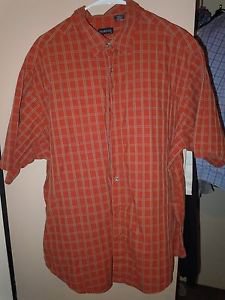 Men's George button front collared short sleeve shirt size 2X orange/green