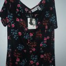 Jaclyn Smyth Classic Summer Slinky top blouse shirt size L NWT black floral