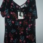 Jaclyn Smyth Classic Summer Slinky top blouse shirt size L NWT black floral