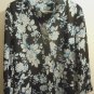 Womens Foxcroft fitted button front blue/black/white size 16 wrinkle free NWOT