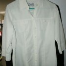 Womens Croft & Barrow ivory button front 3/4 sleeve shirt top blouse size Small