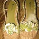 Rebels green and beige platform sandals in size 7 for women