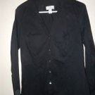 Womens Ann Taylor Loft black button front top blouse size 12