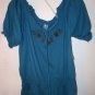 Juniors Womens IZOD teal blue short sleeve shirt size XL NWT