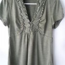 Juniors Womens Heart Soul Khaki Army Green blouse size L