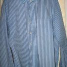 Michael Kors regular fit blue long sleeve striped mens dress shirt size L