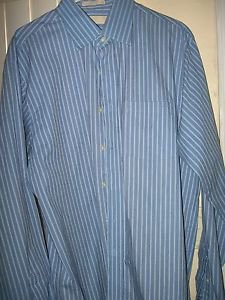 Michael Kors regular fit blue long sleeve striped mens dress shirt size L
