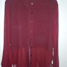 Womens Maroon Red Lush sheer long sleeve blouse sleeve size XL
