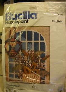 Vintage arts crafts Bucilla needlepoint kit Country Glow #4312