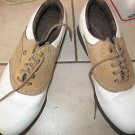 Womens Footjoy golf shoes size 7.5 white brown Softjoys soft cleat
