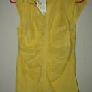 Womens Juniors Deco Style yellow button summer top shirt blouse size M NWT