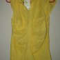 Womens Juniors Deco Style yellow button summer top shirt blouse size M NWT