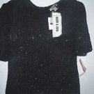Vintage Mark & John by Gopal Black sequin beaded blouse top evening 100% silk L