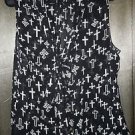 Womens Plus Fun & Flirt black/white crosses button front sheer blouse size 2X