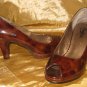 Womens Candies "See Me Tortoise" Brown marble peep toe heels size 6M