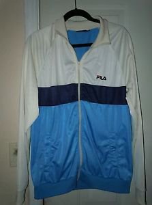 Mens Fila zipper front jacket white/blue size L/52
