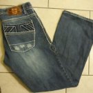 Men's London Bridge distressed medium wash white double stitching jeans size 32
