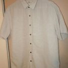 Mens WRK Work Rest Karma Matteo Gottardi beige button short sleeve shirt size L