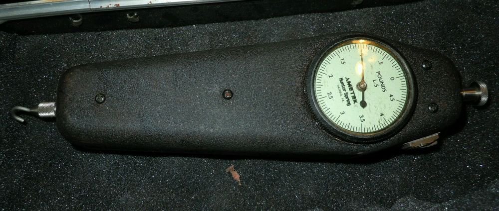 Vintage Ametek Hunter Spring Mechanical Push Pull Force Gage L-5 + case