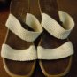Womens beige fabric Vertan slip on sandals size 7.5M made in Italy