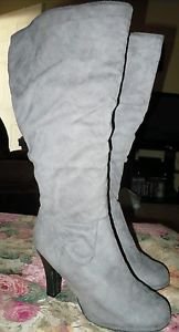 Womens grey knee high boots