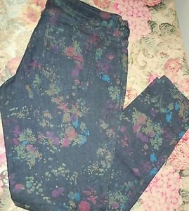 Juniors Arizona Jeans Dark Multi-color flower print ankle jeans Size 7