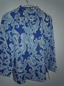 Womens Foxcroft fitted "LAKE" blue button wrinkle free shirt size 16 NEW
