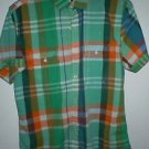 Boys Express Green Plaid Short mad shirt size L