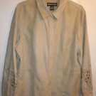 Norton McNaughton Beige faux suede thick buton front long sleeve top shirt Plus