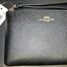 COACH CROSSGRAIN BLACK LEATHER CORNER ZIP WRISTLET WALLET F58032 NWT  $75