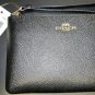 COACH CROSSGRAIN BLACK LEATHER CORNER ZIP WRISTLET WALLET F58032 NWT  $75