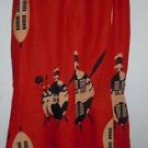 Womens Indian boho gypsy red maxi skirt elastic waist size L