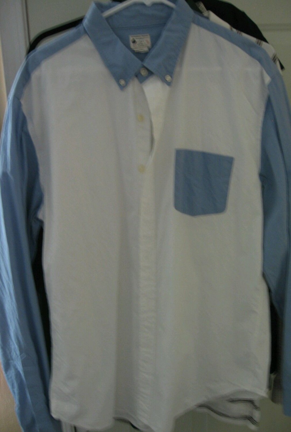 Mens J. Crew Blue White Button Down Dress Shirt Size XL