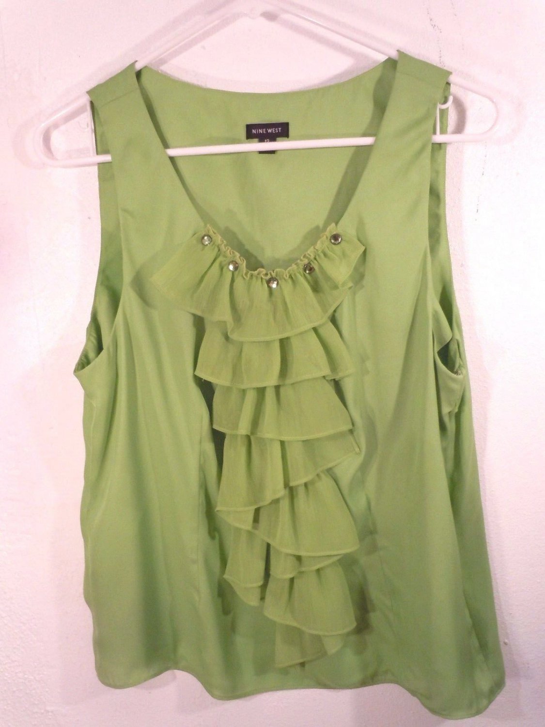 Womens Nine West lime green sleveless blouse size 12