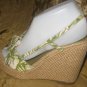Womens Rebels green Hawaiian floral wicker wedge platform sandals size 7