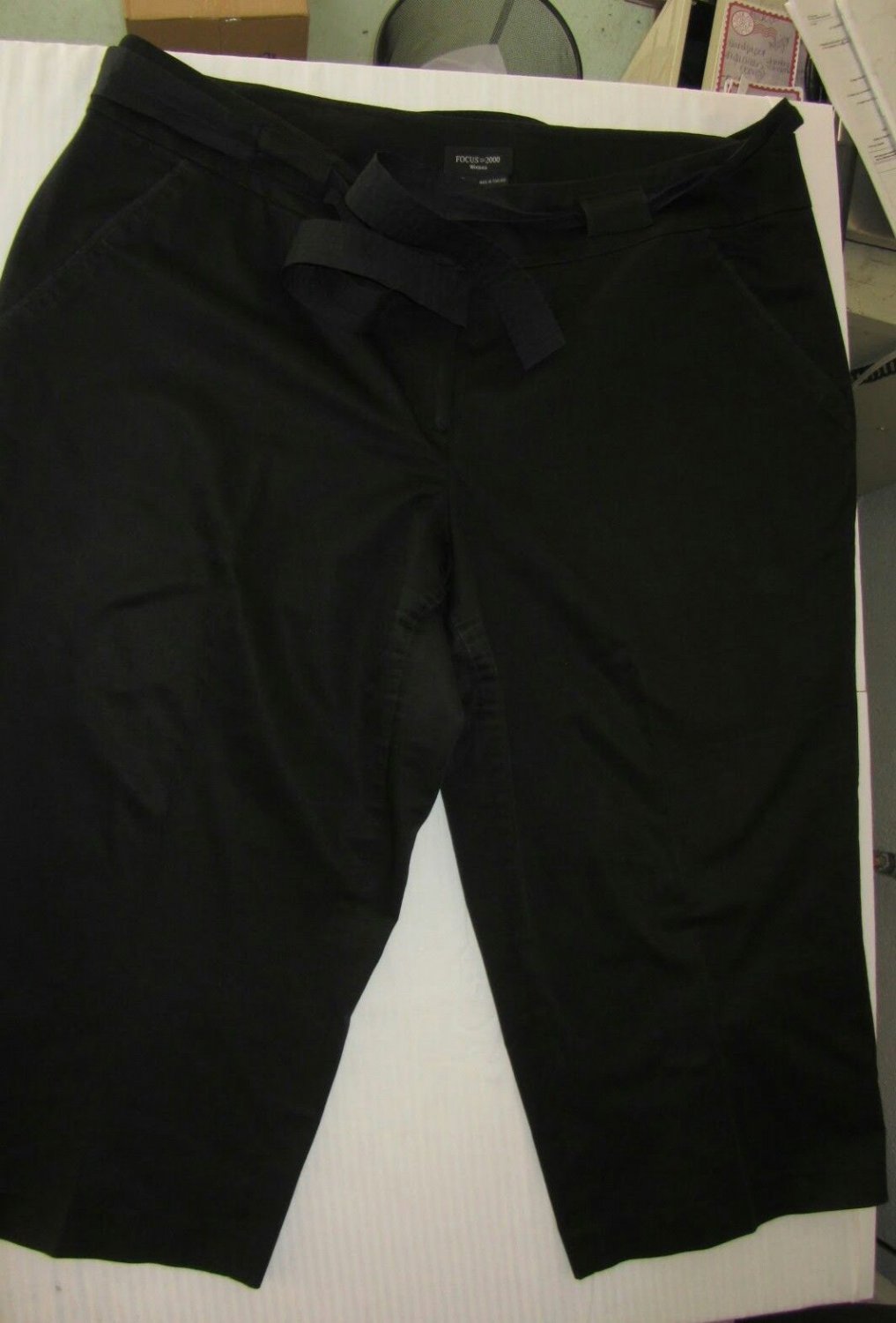 Womens Focus 2000 Black Belted Capri Pants Plus Size 24W