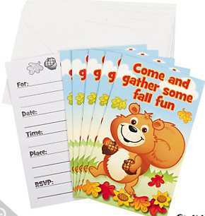 Fall Critters Invitations 8 Pcs NEW