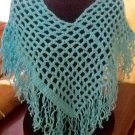 Blue fringe poncho handmade crochet new