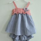 Blue Gingham Ruffle Sleeveless Baby Dress (0-6 M)