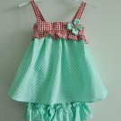 Green Gingham Ruffle Sleeveless Baby Dress (7-12 M)