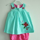 Baby 2-Pcs Sleeveless Green Polka Dot Tank & Pink Short (9-12 M)