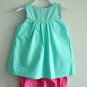 Baby 2-Pcs Sleeveless Green Polka Dot Tank & Pink Short (9-12 M)