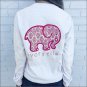 Women's T-shirt Ivory Ella Elephant Print Classic Soft Tee Long Sleeve Top