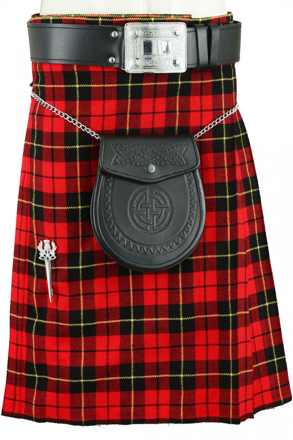 New Traditional Wallace Tartan Kilt of Size 32, Scottish Highland Utility and Sports Kilt