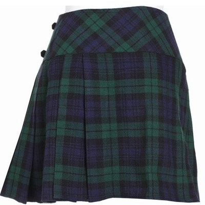 46 Size New Ladies Black Watch Tartan Scottish Mini Billie Kilt Mod Skirt